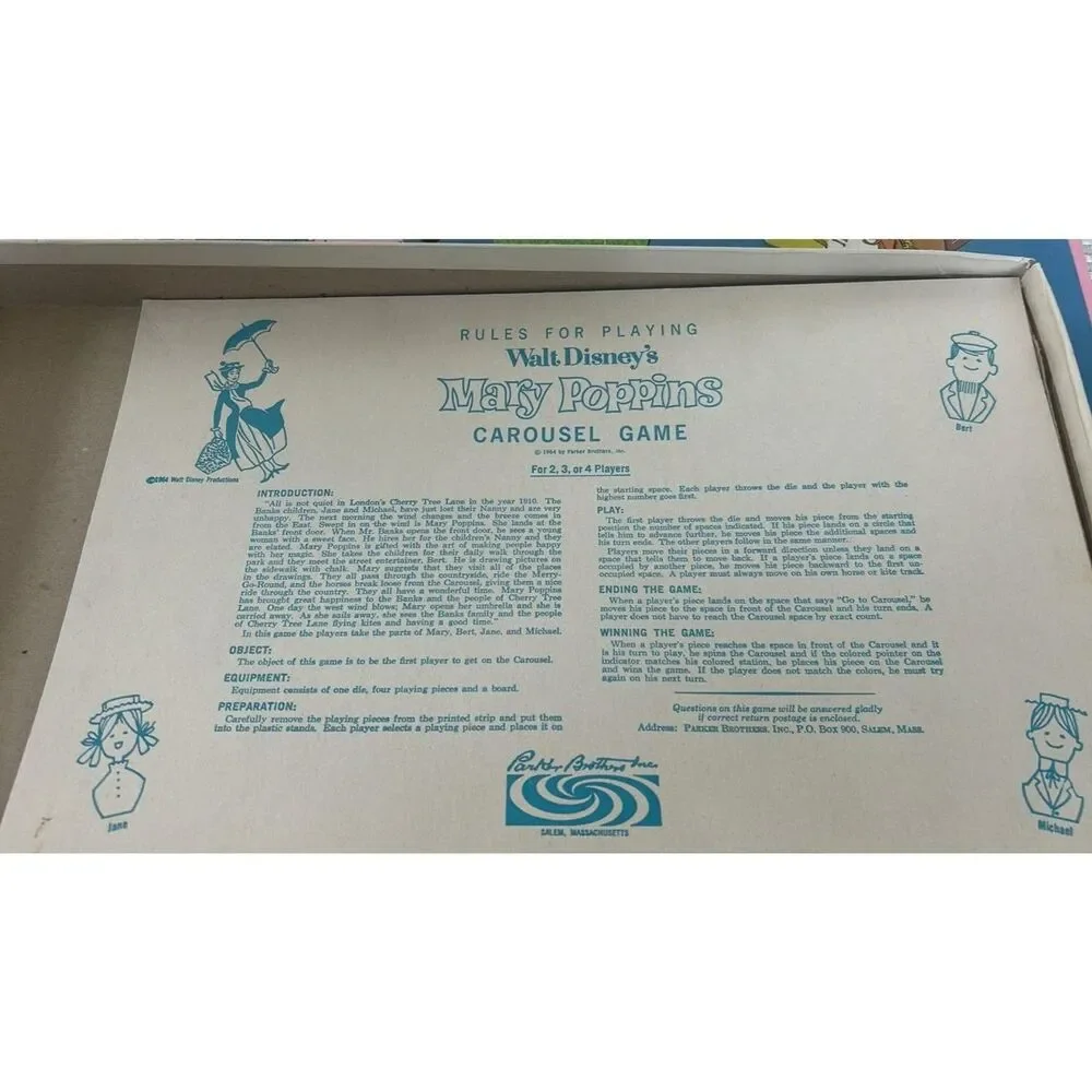 Replacement  Board  and Rule Vintage Wlat Disney Mary Poppins Game